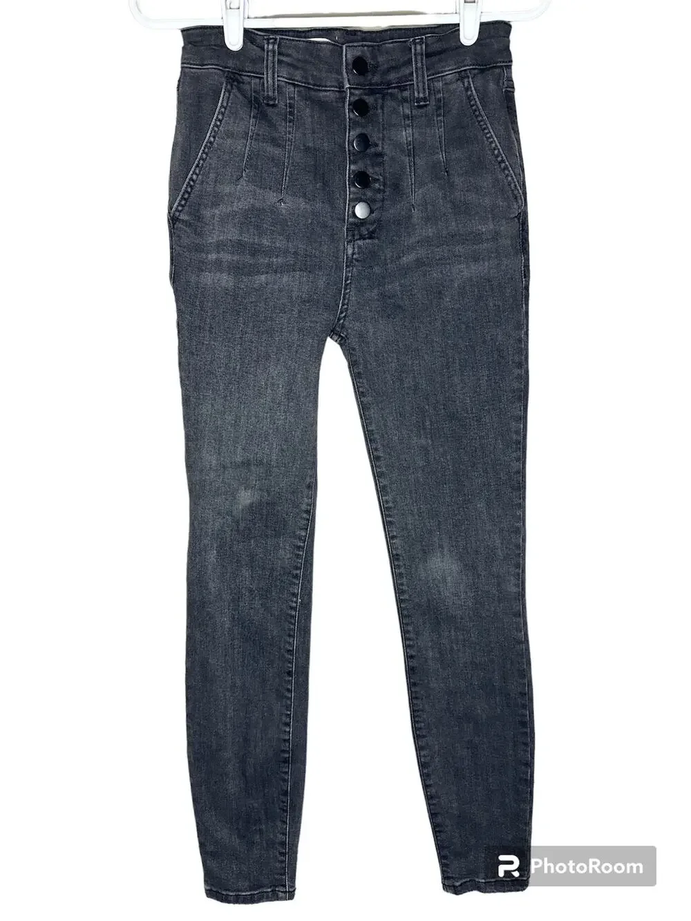 Pilcro&The Letterpress Anthropologie High Rise Skinny Buttonfly Black Jeans| 27